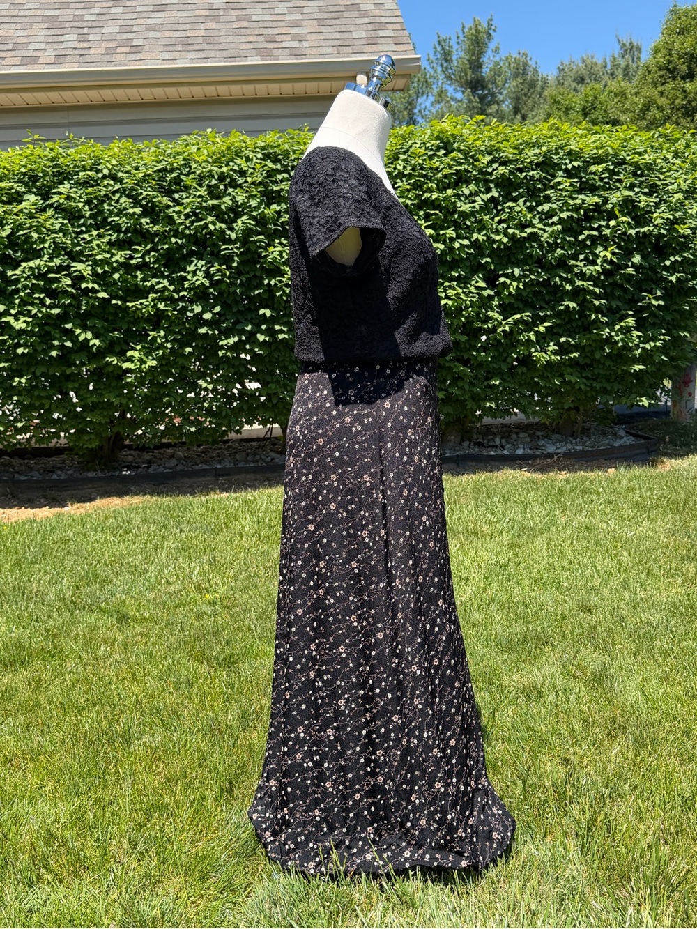 Vintage 90s Whimsigoth Set Talbots Lace Blouse Briggs Floral Maxi Skirt Cottage - Picture 4 of 14